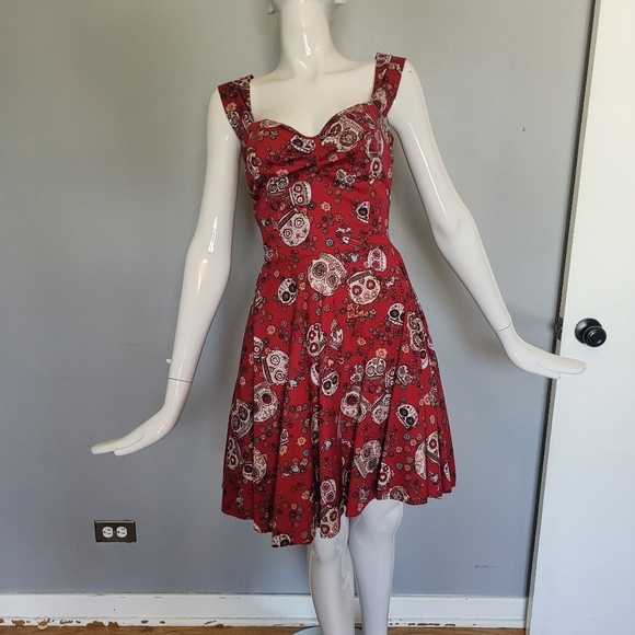 Hell Bunny Idaho Sugar Skull Mini, VGUC, Size M - Picture 2 of 9